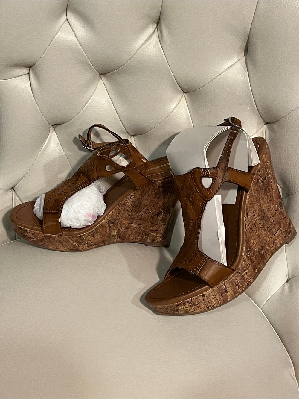 Cityclassified Brown Cork Wedge Sandals